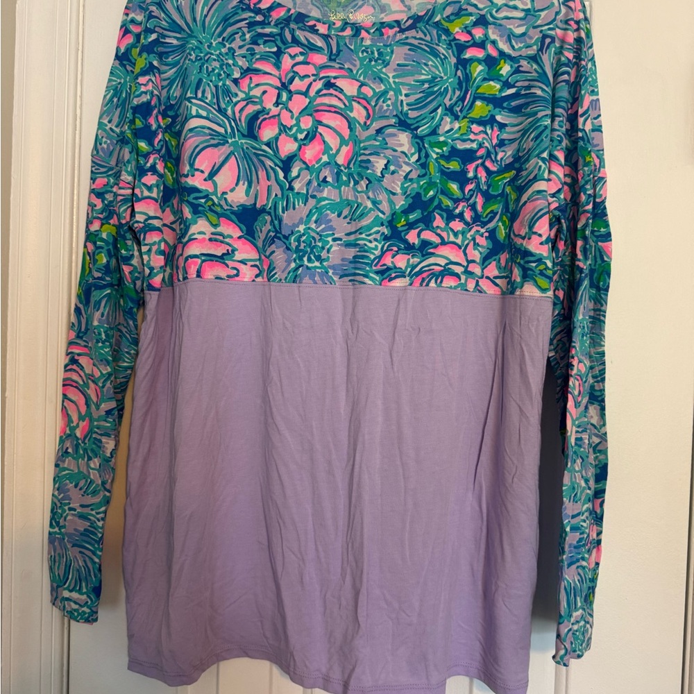 Lilly Pulitzer Floral Long Sleeve Top - Pink, Blue, Green